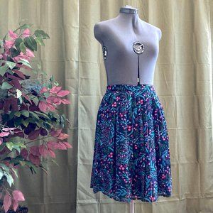 Pleated Chiffon A-Line Skirt in Vines
